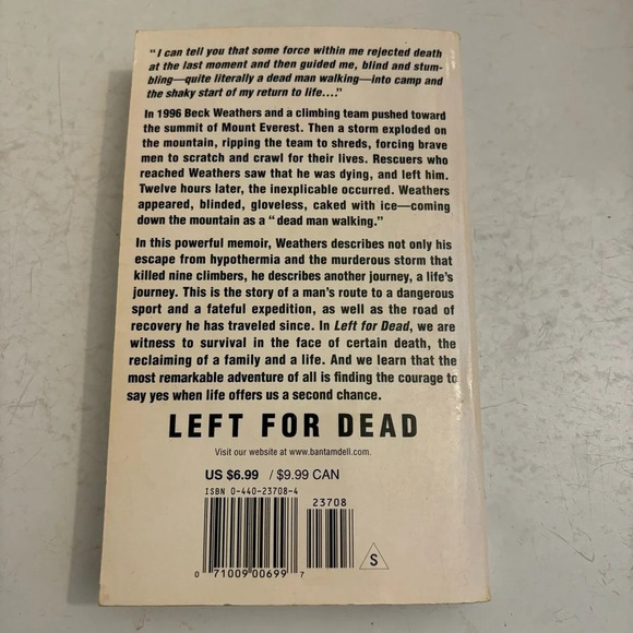 💥5/$25 Left for Dead  by Beck Weathers Journey home from Everest softcover book - Picture 2 of 7